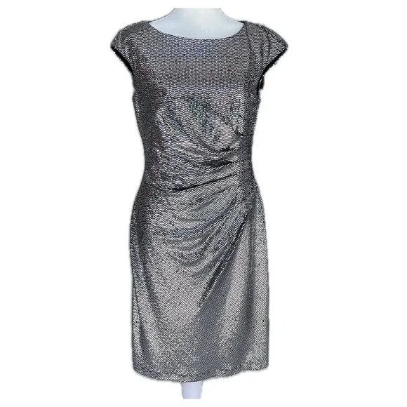 knee length dresses for ladies 1970s Anne Klein Metallic Shirt Maxi Dress  Shrimpton Couture